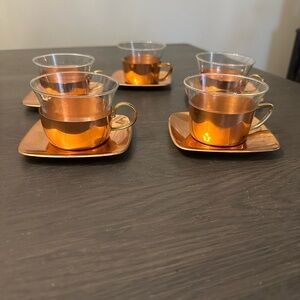 Elegant Copper Glass Tea Cup Set